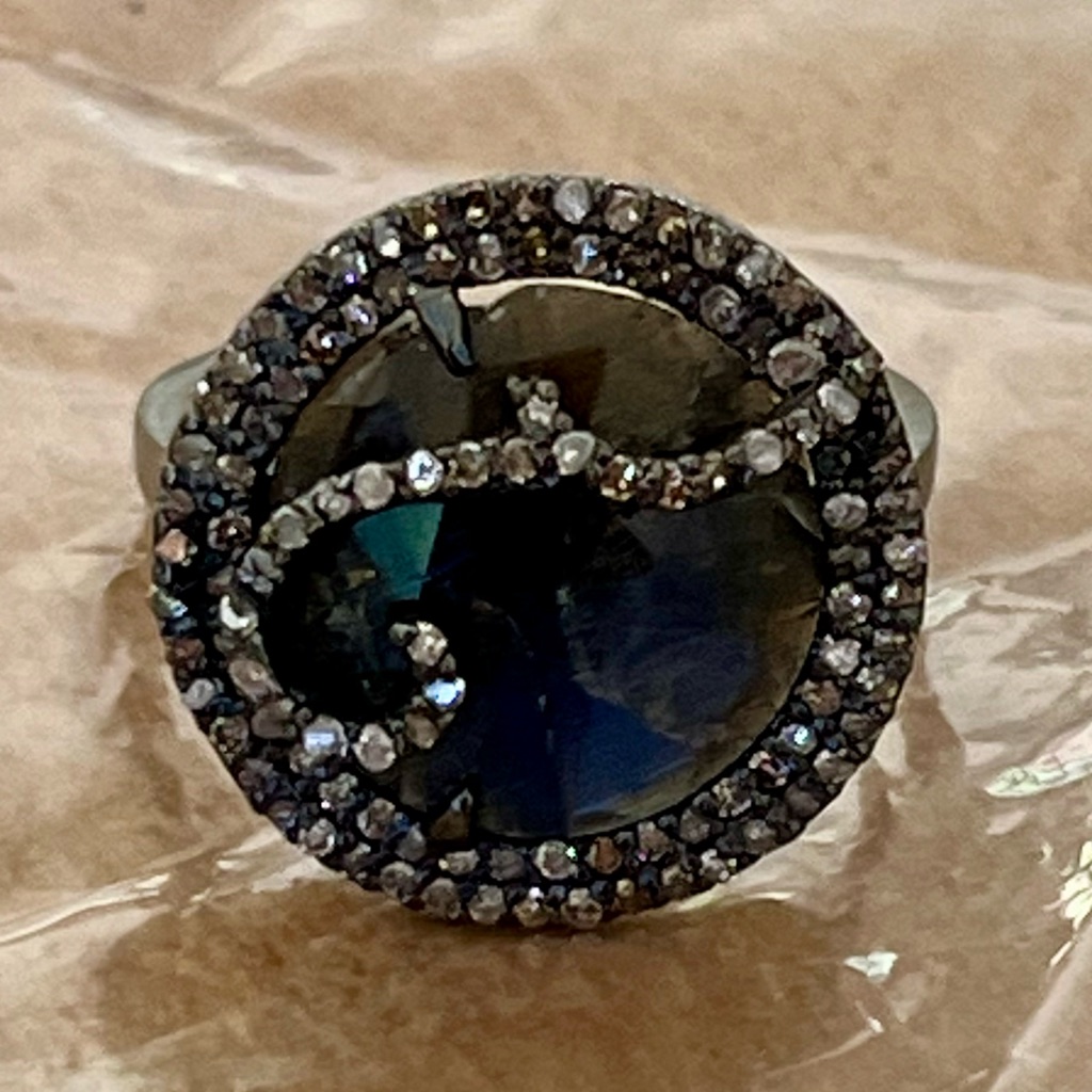 Lapis Lazuli And Black Diamond Ring
